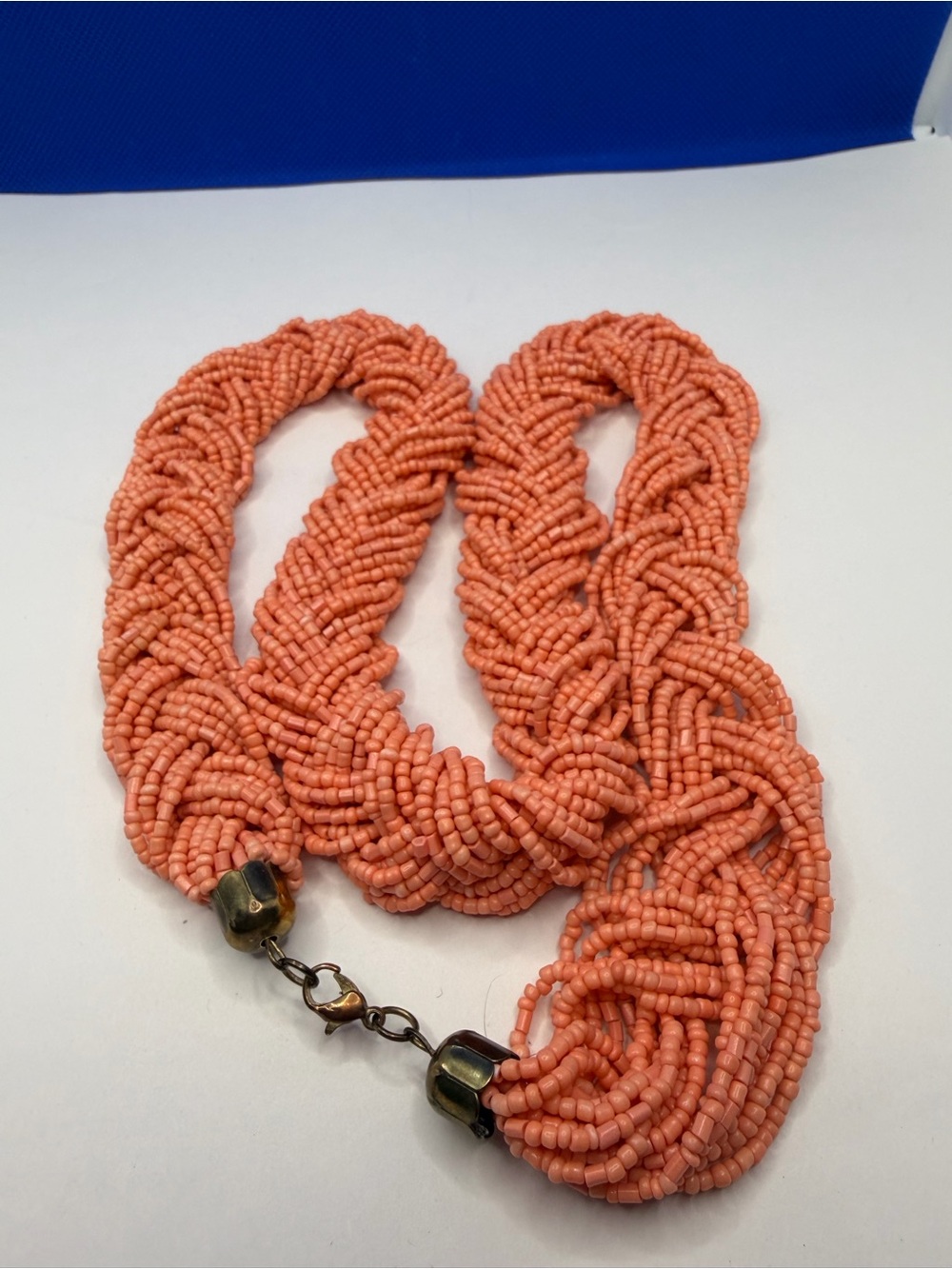 Handmade Braided Coral Multi Strand Seed Bead Beaded Necklace - Women's Jewelry - Picture 5 of 7